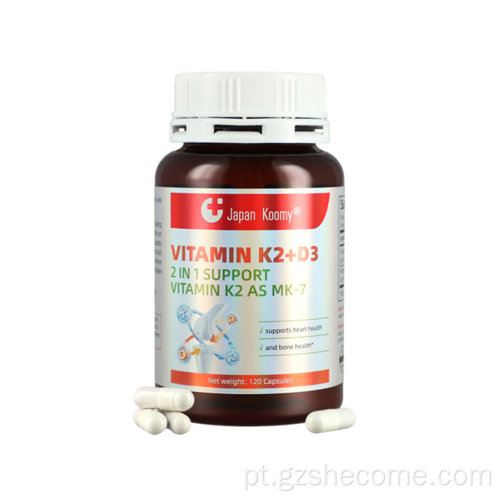 Suplemento de vitamina K2 D3 para saúde do coração ósseo